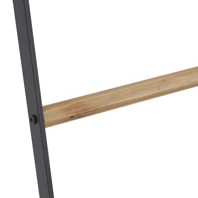 Metal 5 Rack Decorative Ladder with Clock - Black - Roche River Decor