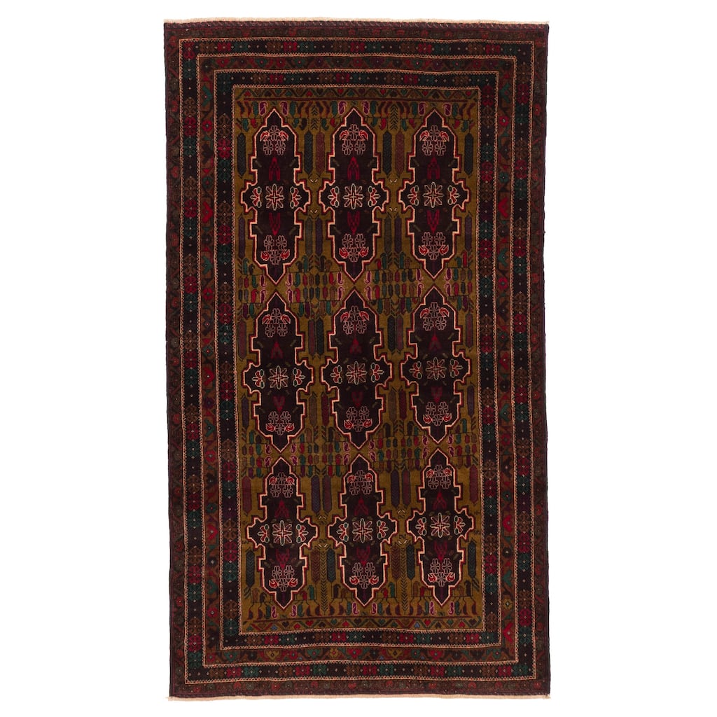 ECARPETGALLERY Hand-knotted Teimani Olive Wool Rug - 3'8 x 6'7