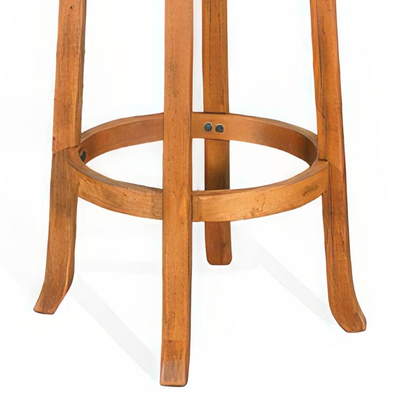 Marv Swivel Barstool Set of 2, Brown Faux Leather, Mahogany Wood