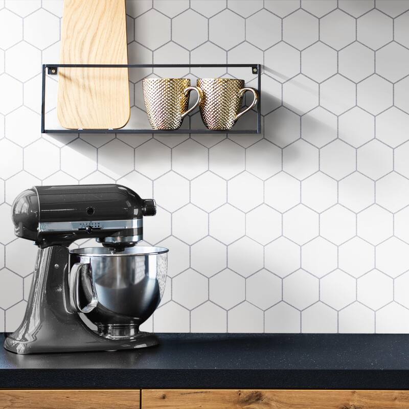 Merola Tile Metro Super Hex Series Matte White 10" x 11-1/2" Porcelain Mosaic Tile