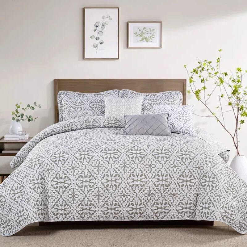 Serenta 6 Piece Bellamy Printed Microfiber Quilts Coverlet Set