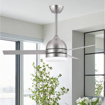 Flush Mount Modern LED Ceiling Fan With Light And Remote 42-inch