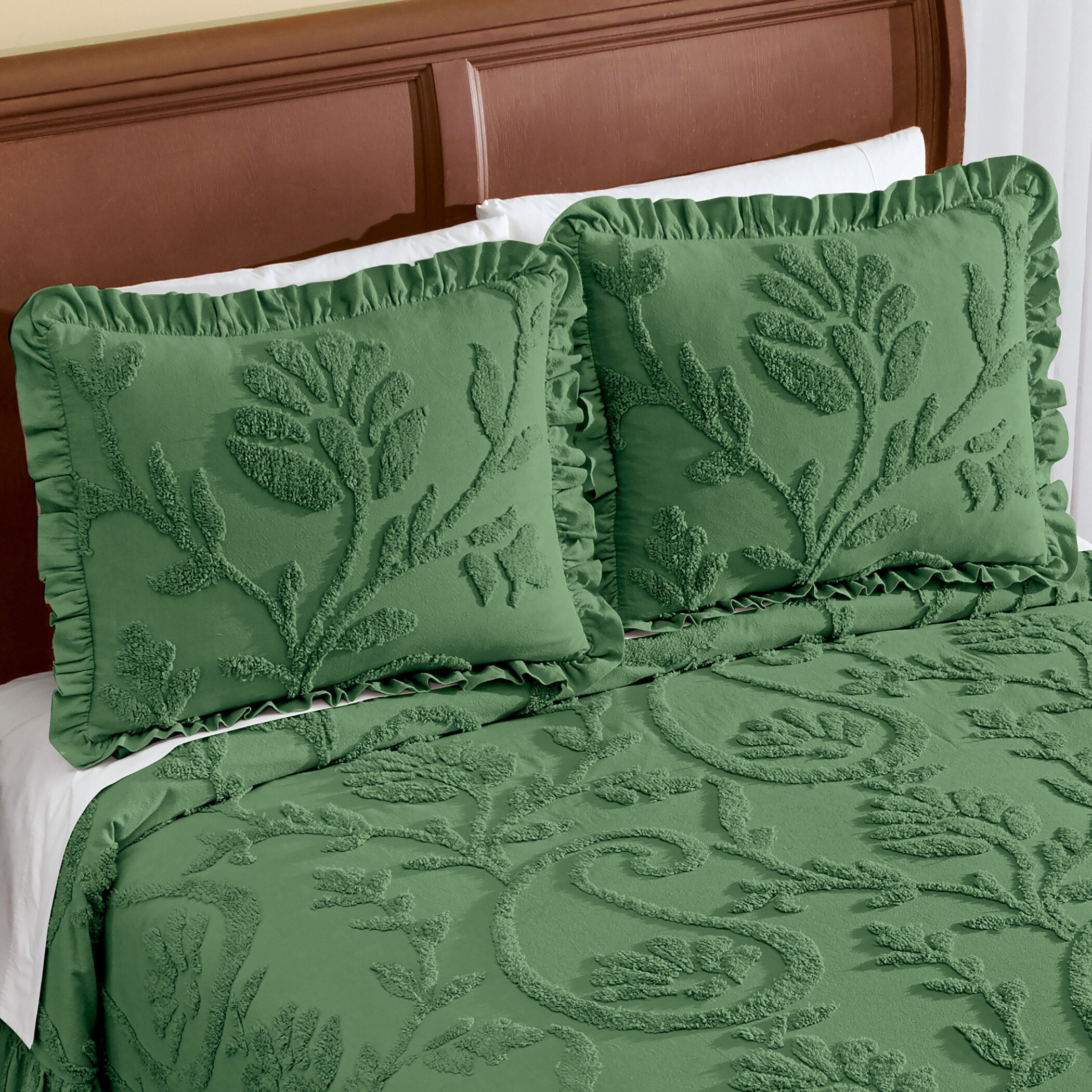 Vintage chenille pillow shams sales