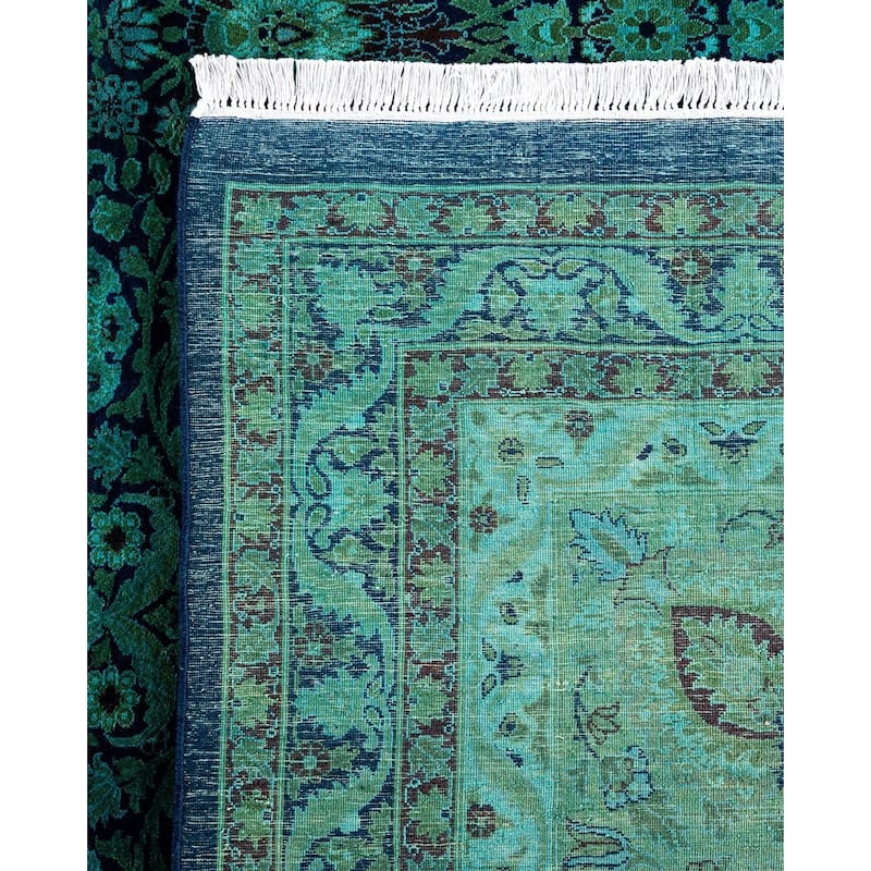 Overdyed, One-of-a-Kind Hand-Knotted Area Rug - Blue - 10' 1" x 15' 10"