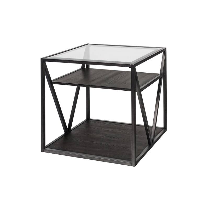 Arista Cobblestone Brown and Glass End Table