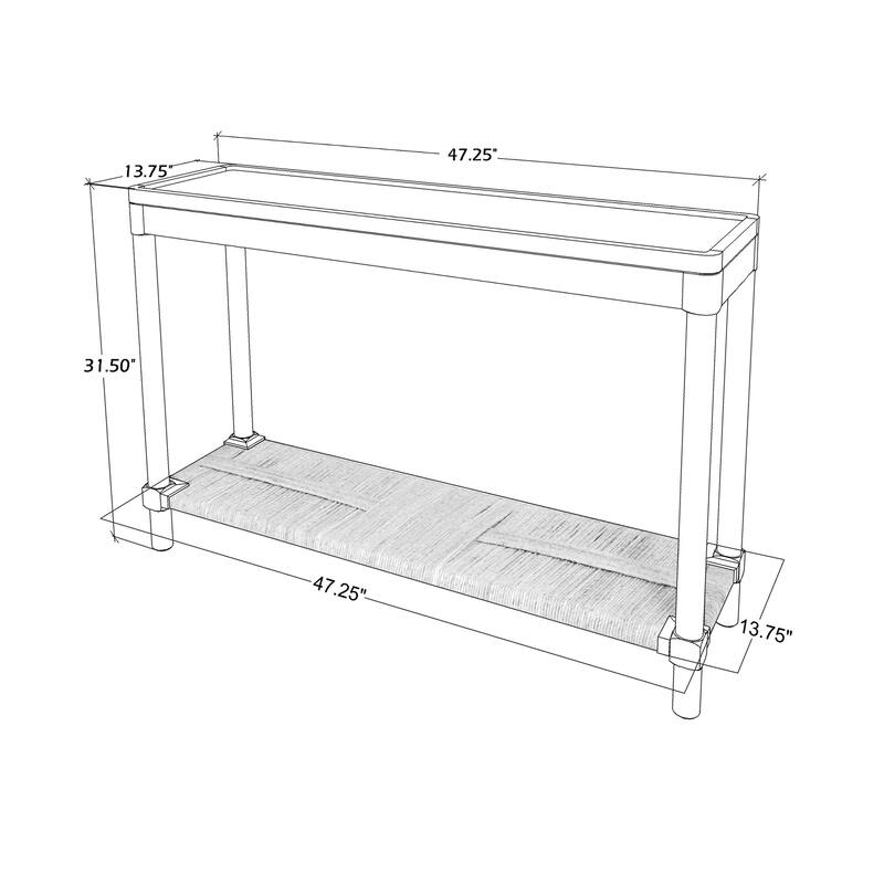 Asher Wood Tray Top Console Table with Rush Shelf by East at Main