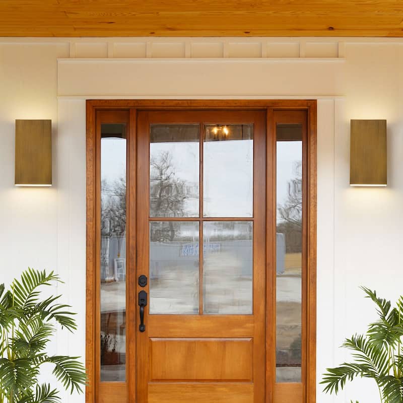 2-Light Matte Black Dimmable Outdoor LED Wall Sconce