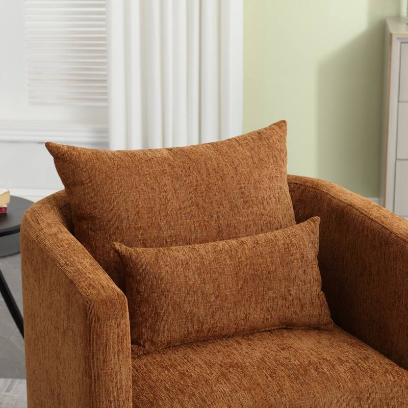GDFStudio - Harper Chenille Swivel Barrel Chair with Sturdy Metal Base and Ergonomic Design