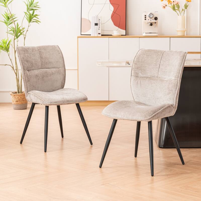 Dining Chairs Set of 2, Armless Kitchen Chairs, Soft Cushion - Grey