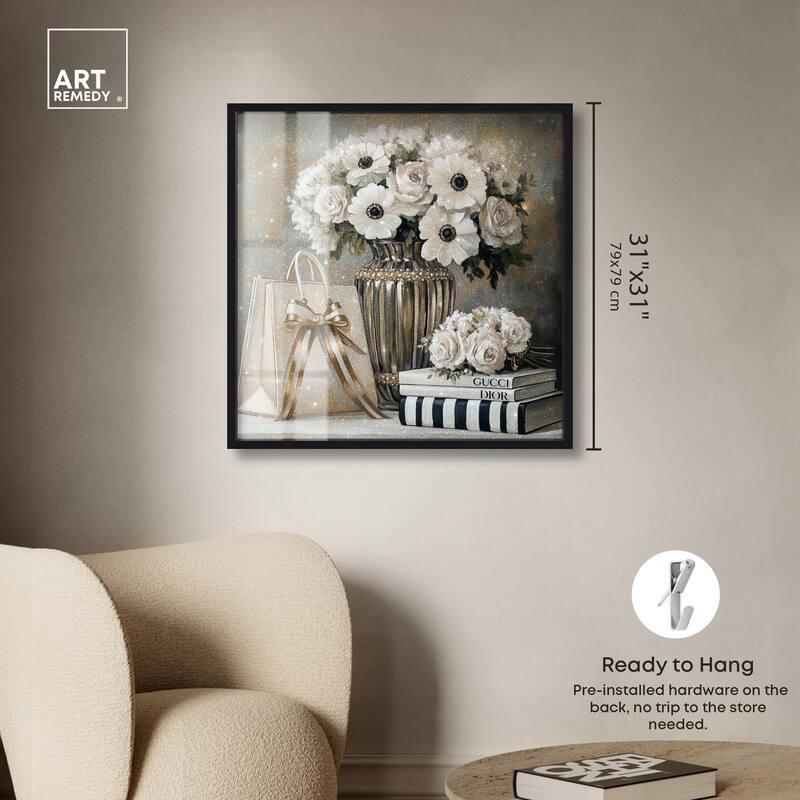 Elegant Flowers Books Neutral Shadowbox by Art Remedy