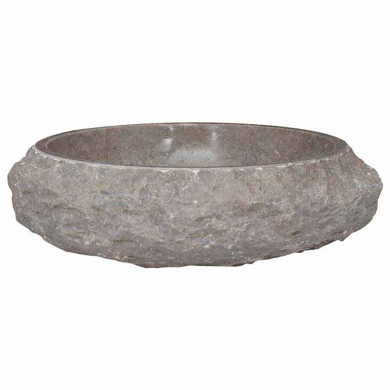 vidaXL Bathroom Basin, Ø15.7x4.7 Inches, Marble Round - 15.7"x4.7"