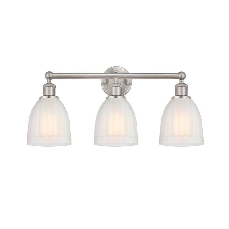 Innovations Lighting 616-3W-12-24 Brookfield Vanity Brookfield 3 Light - Brushed Satin Nickel / White