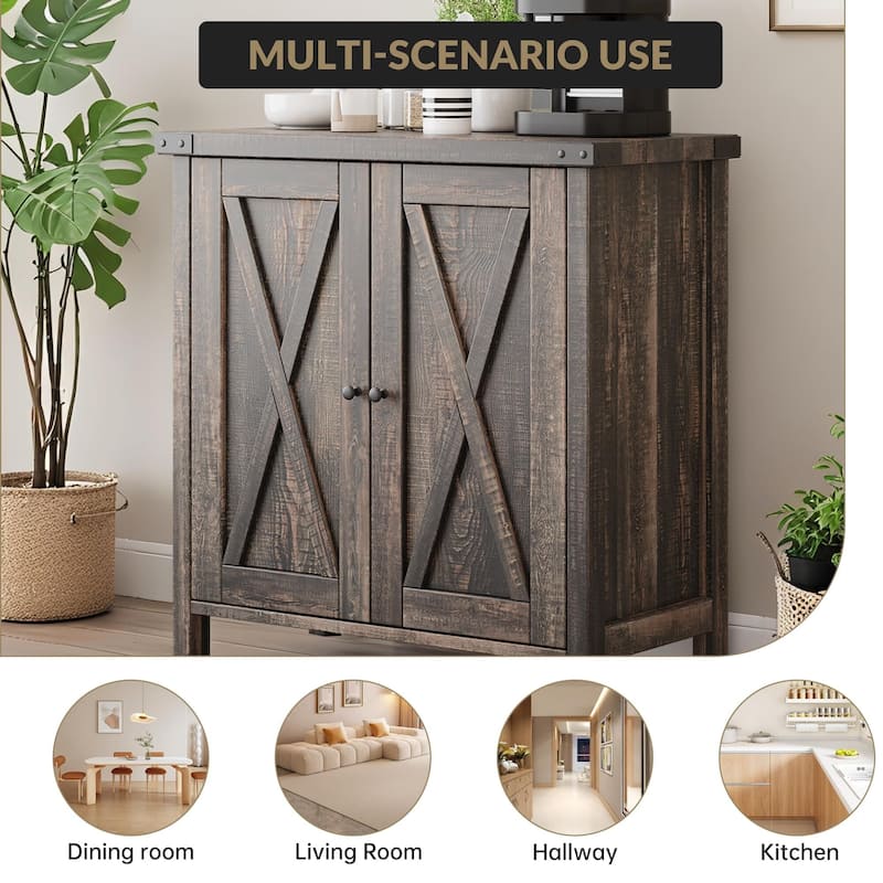 Storage Cabinet 15.7" d x 30" w x 31.5" h, Sideboard Buffet Cabinet with 2 Doors and Adjustable Shelves