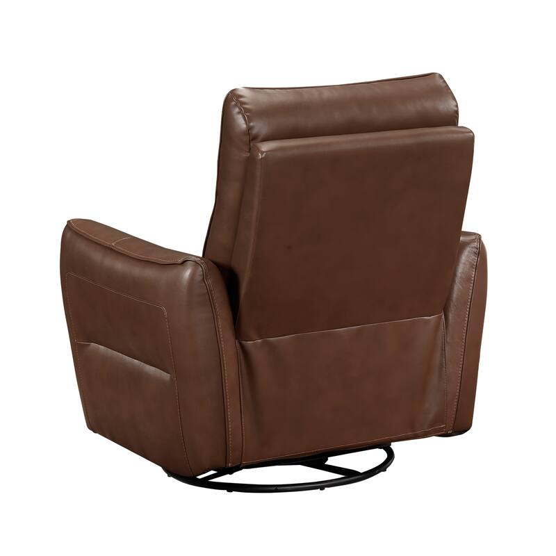Esther 36" Leather Swivel Glider Recliner - Pull-Handle Motion