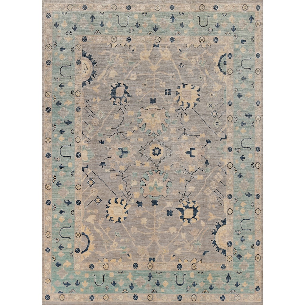 Hand Knotted Oriental 100% Wool Carpet Transitional All-Over Purples Oushak Area Rug - 10' 2'' X 8' 0''