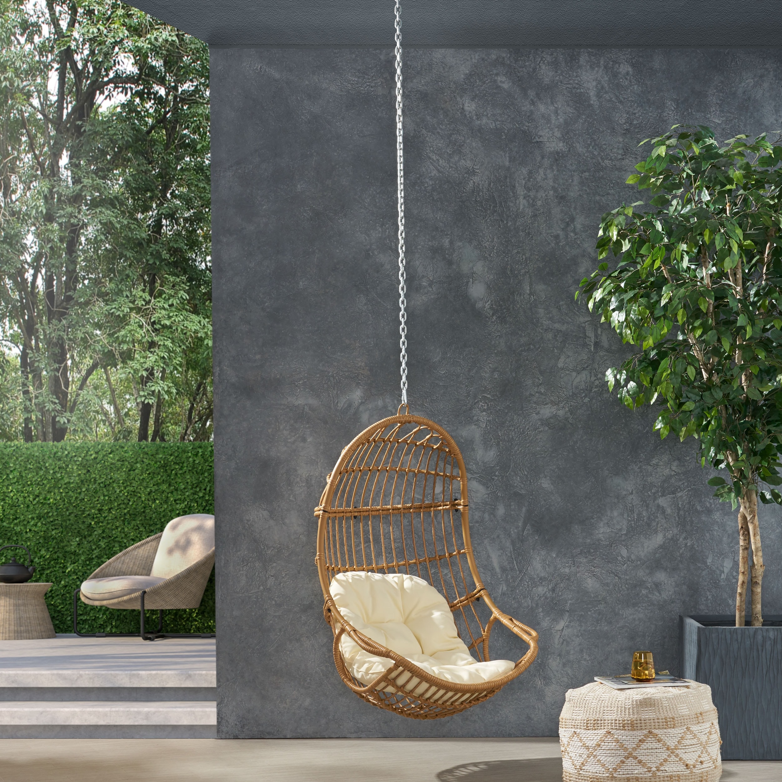 Richards Outdoor/Indoor Wicker Hanging Chair (No Stand) by Christopher Knight Home