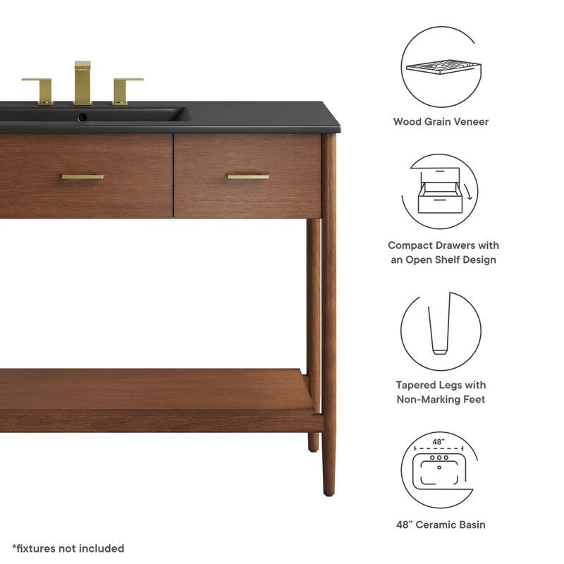 Zaire 18"/24"/30"/36"/48" Bathroom Vanity with Black Sink Top