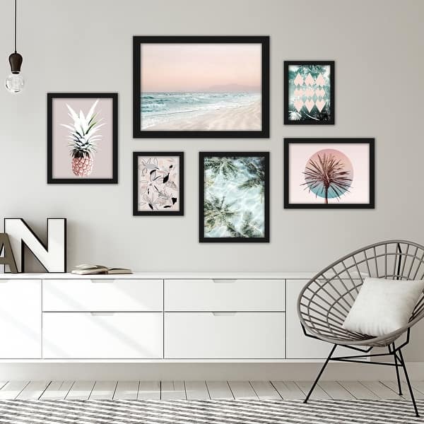 slide 1 of 9, Tropical Beach 6 Piece Framed Print Gallery Wall Art Set
