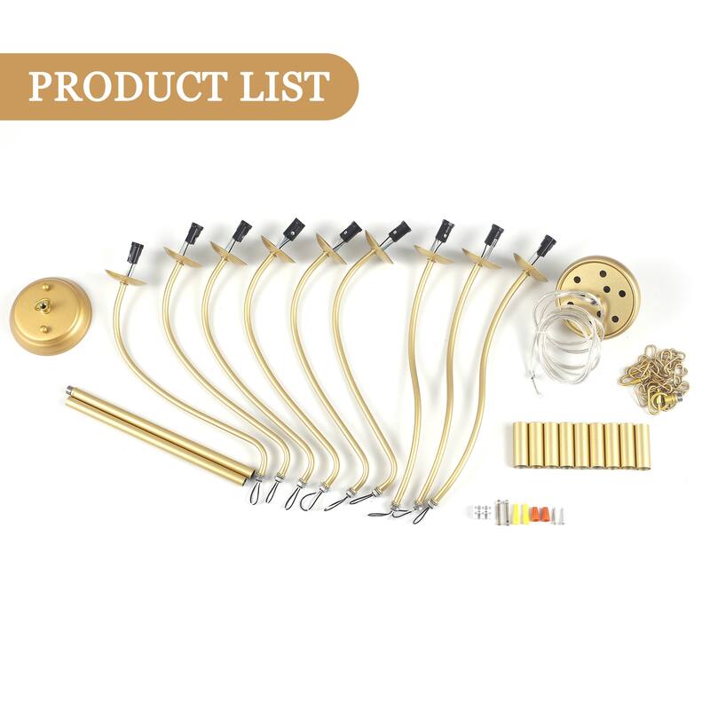 9-Light Candlestick Hanging Linear Chandelier Lighting 2-Tier Ceiling Light Fixture for Kitchen Island