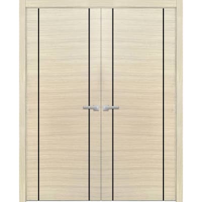 Solid French Double Doors 36 x 80 Planum 0017 Natural Veneer with