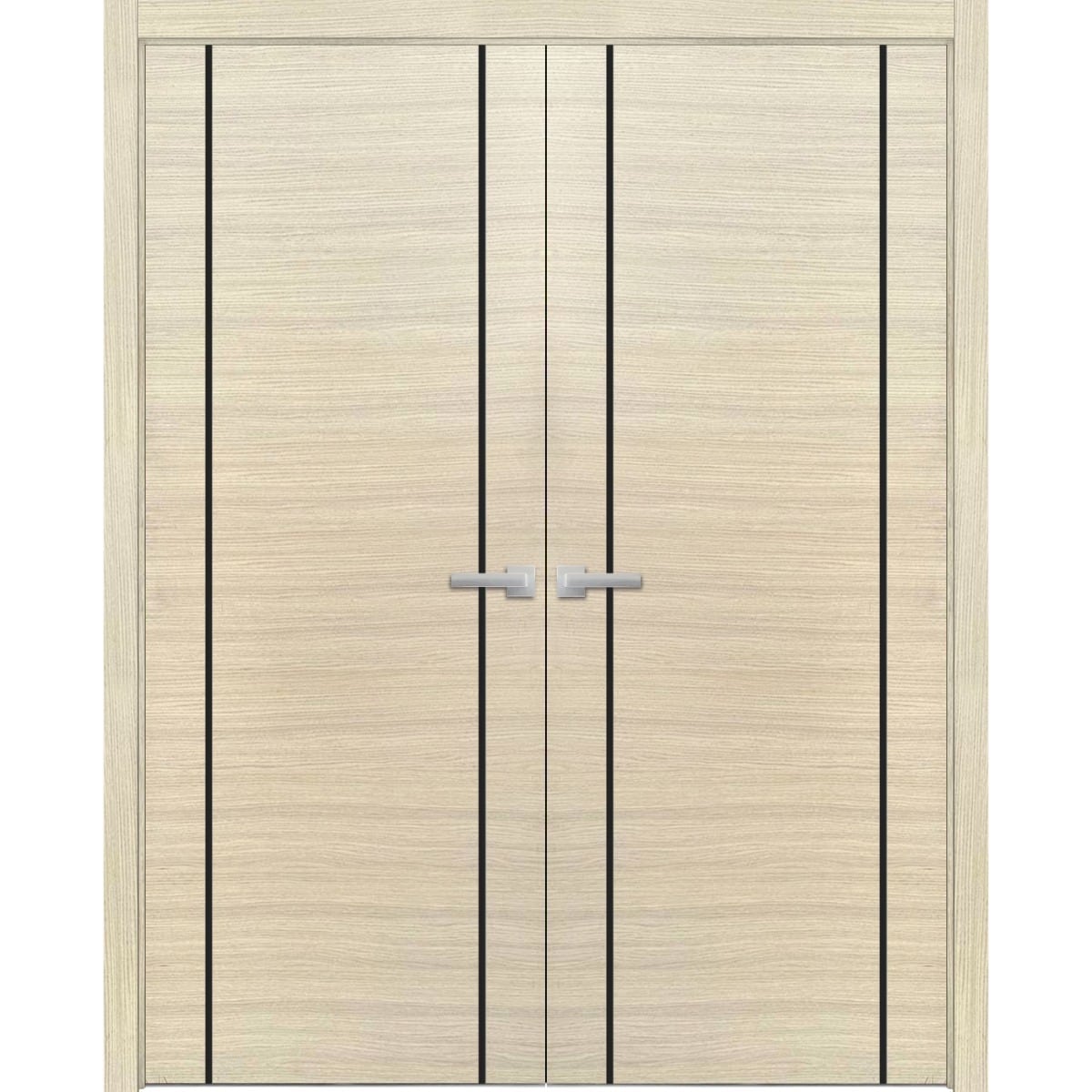 SartoDoors Planum 0017 | Interior French Doors Double French Door | Solid Wood | Hardware Set | 56x80, Natural Veneer