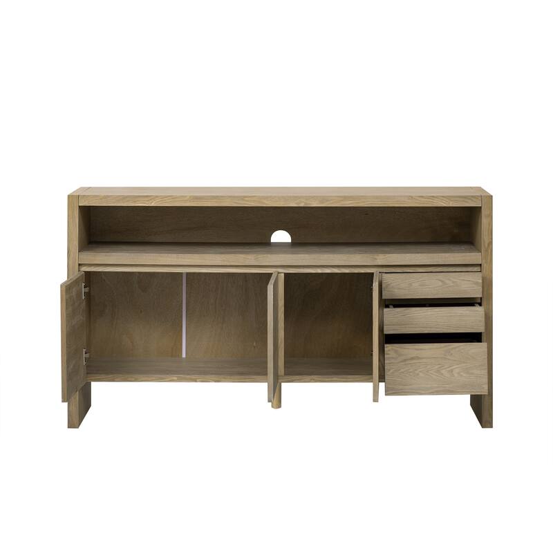 60 Inch Modern Solid Ash Veneer Sideboard with 3 Drawers