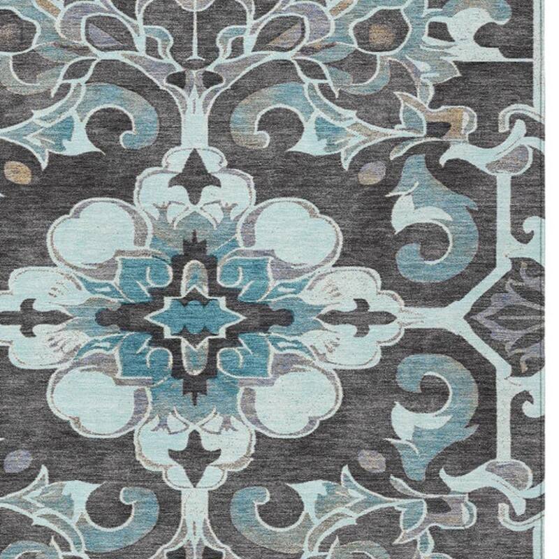 HomeRoots Damask Traditional Rectangle Outdoor Rug