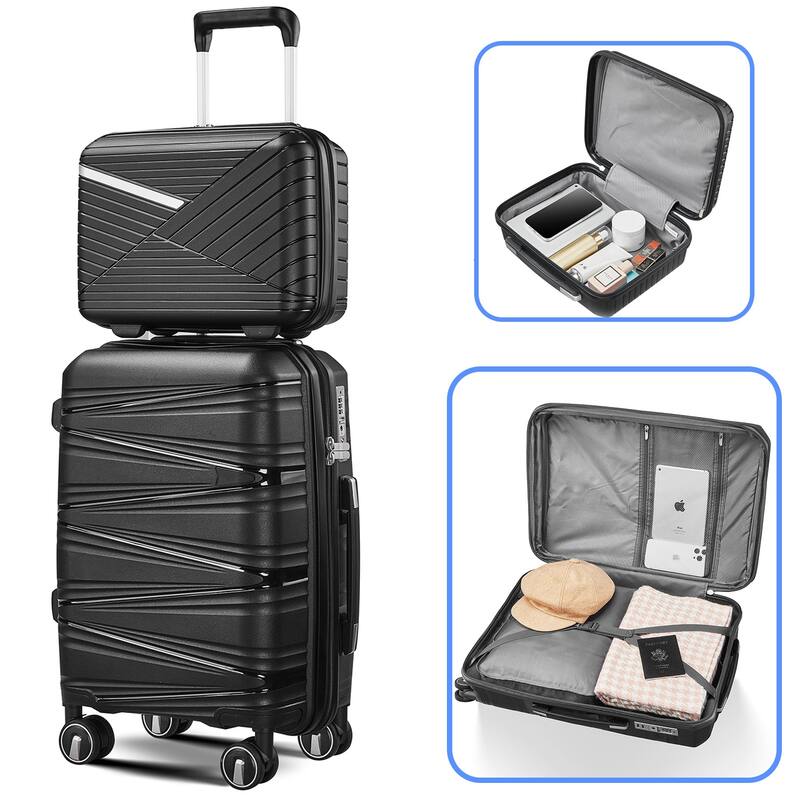 Luggage 4 Piece Sets(14/20/24/28), Carry on Hard Shell Lightweight Expandable Suitcase Set with Spinner Wheels & TSA Lock