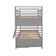 preview thumbnail 9 of 15, Twin over Twin Wood Bunk Bed with Ladder and Two Drawers, Grey