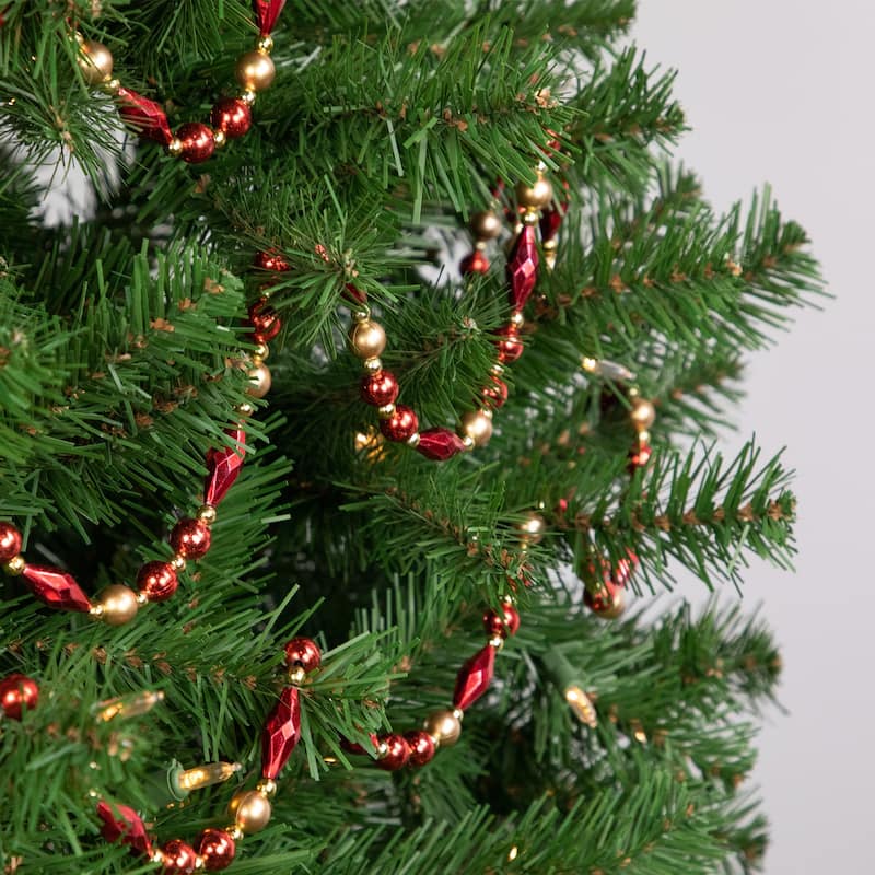 9'x0.5" Shiny Matte Red Beaded Shatterproof Artificial Garland