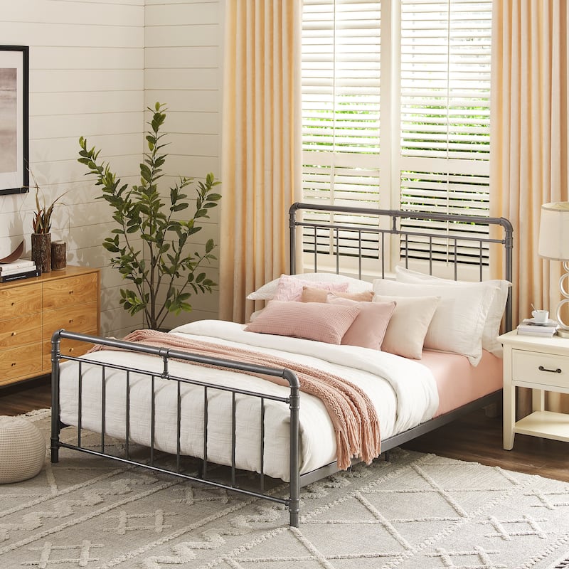 Corvus Meitner Vintage Charcoal Metal Bed