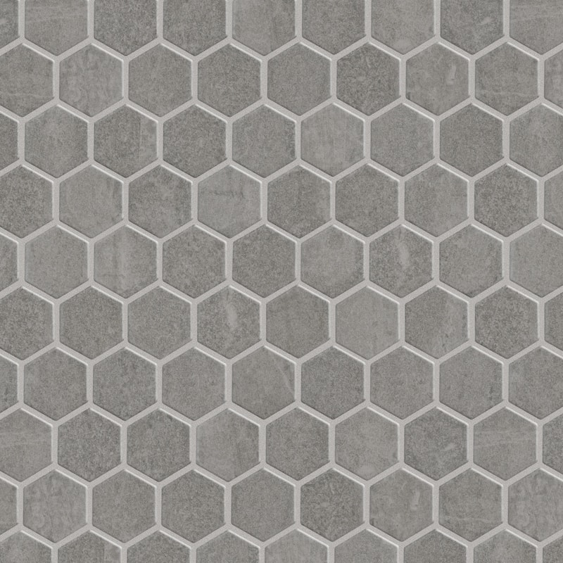Merola Tile Liverpool Hex Light Grey 10" x 11-3/8" Ceramic Mosaic Floor and Wall Tile