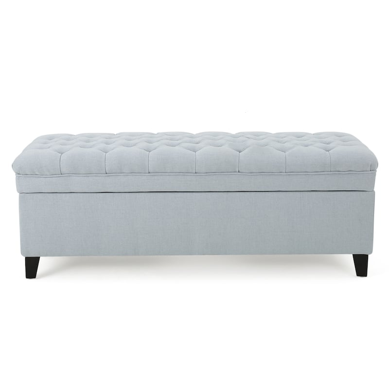 Button-tufted Storage Ottoman Bench-Sky Blue