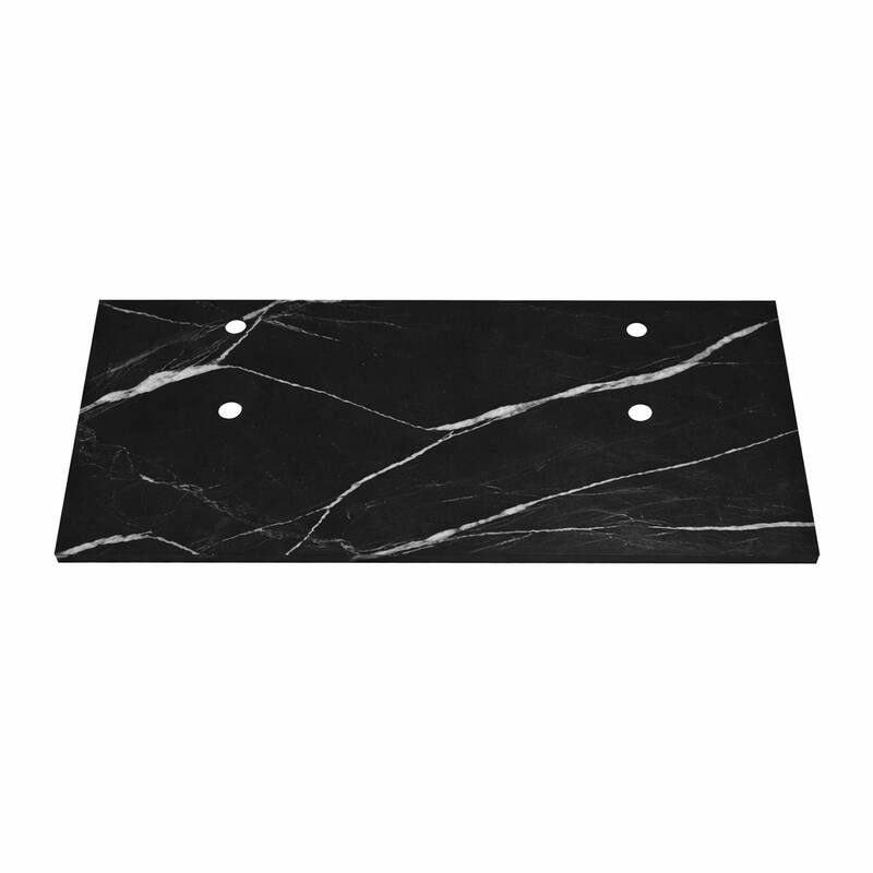 Thin Modern White and Black Solid Surface Vanity Countertop - Sizes 24", 30", 36", 48", 60", 72", 84"