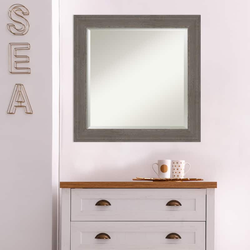 Beveled Bathroom Wall Mirror - Alta Brown Grey Frame - Alta Brown Grey