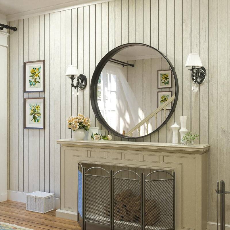 TETOTE Round Metal Frame Mirror Wall Mounted Bathroom Vanity Mirror