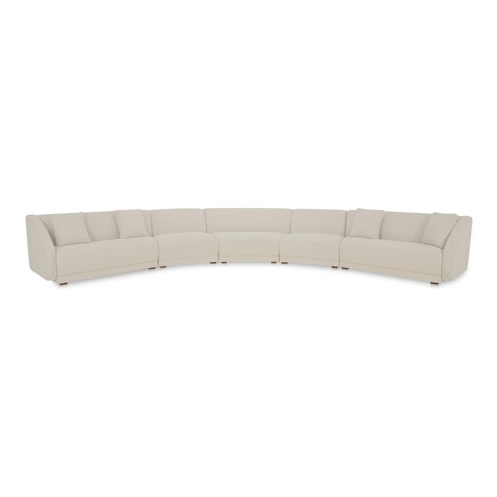 NADAAL STUDIOS Solace 5 Piece Modular Sectional, Angled Sides, Sloped Arms, Deep Foam & Fiber Cushioning, Plinth Base, White