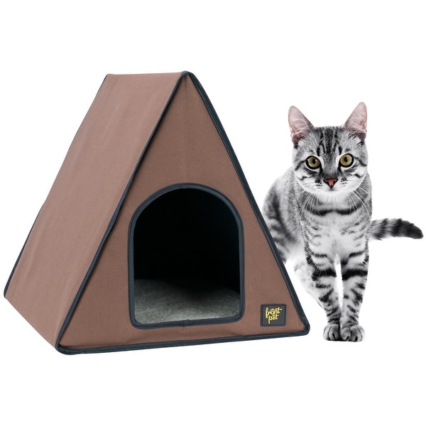 FrontPet 40 Watt Canvas Heated A-Frame Cat House for Outdoor & Indoor Cats.Perfect Cat House for Keeping Newborn Kittens Warm!