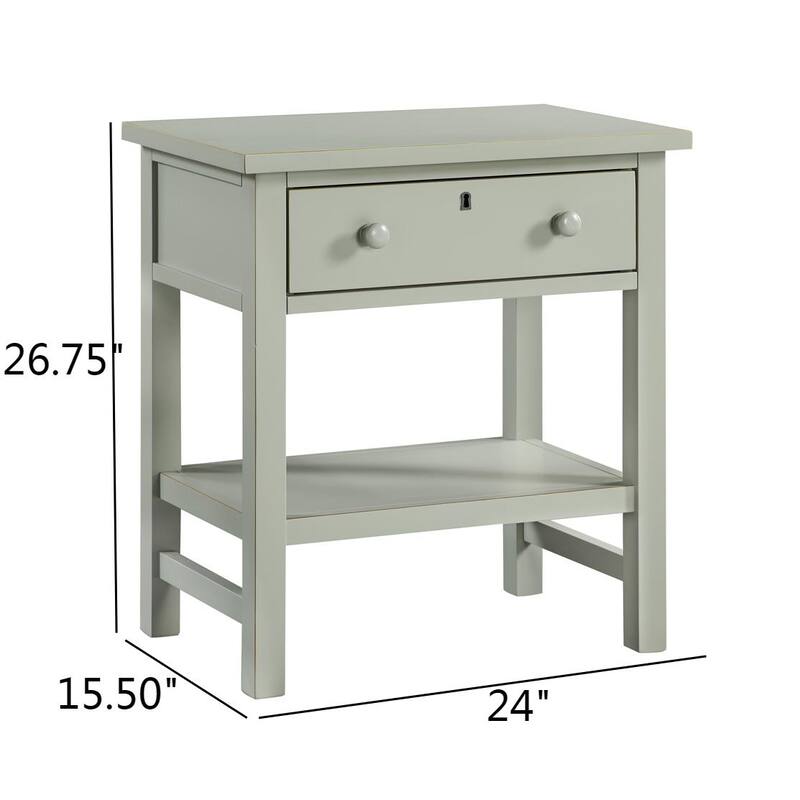 1-Drawer Nightstand with Open Shelf and Wooden Knobs Rustic Design