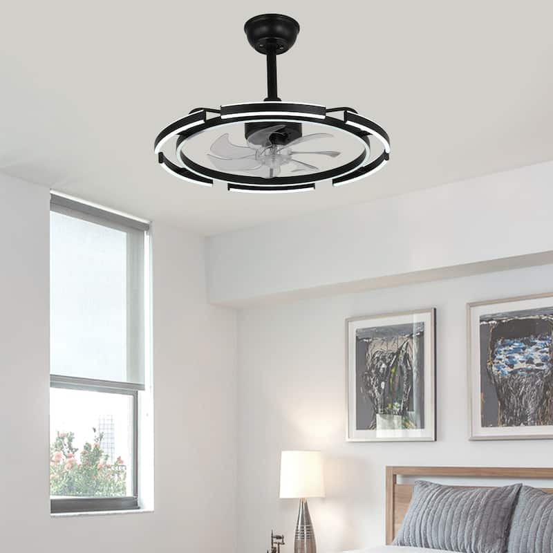 Oaks Aura DeClue 24in. 6 DIY-Shape Smart Ceiling Fan with Light,Cyberpunk Futuristic 6-Speed Quiet Ceiling Fan w/ Remote