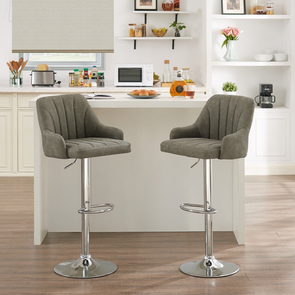 Grey leather bar stools with sale arms