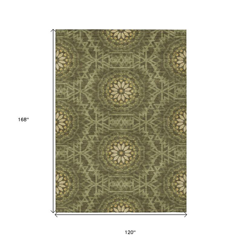 HomeRoots Floral Medallion Transitional Rectangle Outdoor Rug