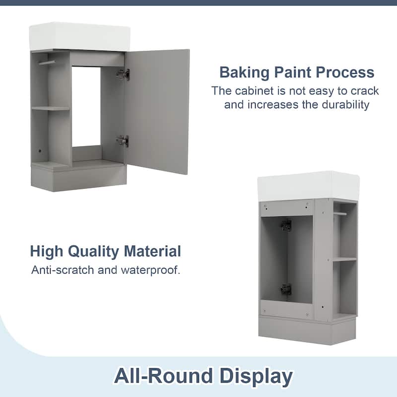 18.6" Bathroom Vanity with Sink,with Two-tier Shelf,Left or Right Orientation