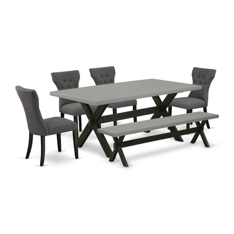 Kitchen Table Set 6-Piece - Hardwood Dining Set with 4 Chairs & Bench