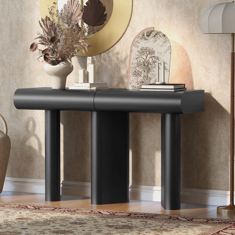 47.6" Modern Painted Entryway Table with 2 Curved Drawers,Space-Saving Hallway Table with Geometric Legs
