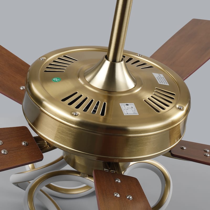 52" Modern Gold Smart Dimmable RGB Ceiling Fan with Remote and App Control