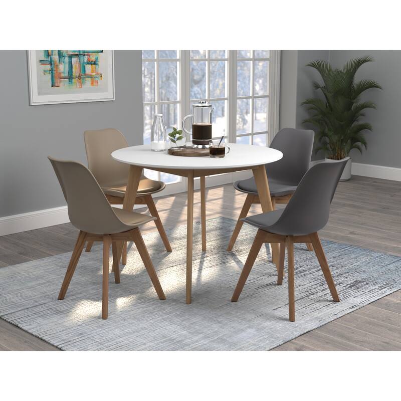 Kenridge Matte White and Natural Round Dining Table