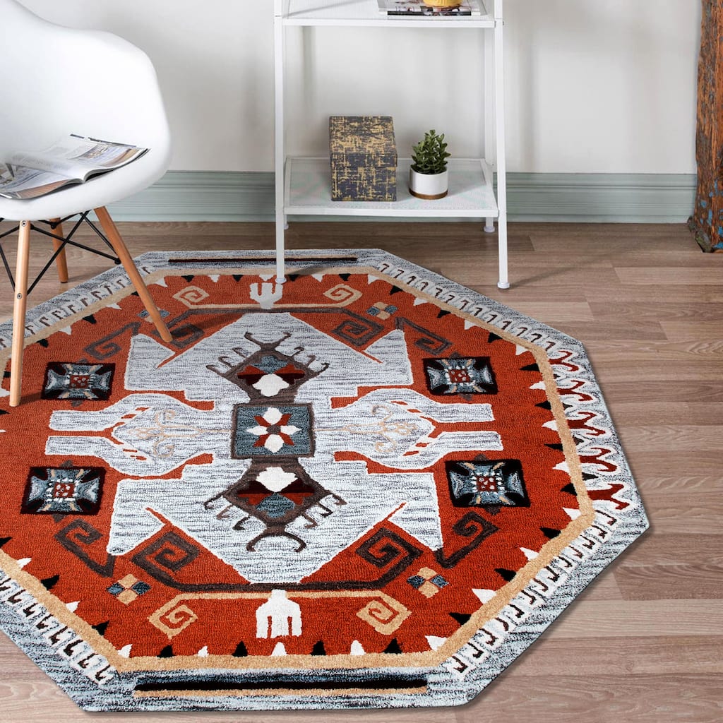 Suino Geometric Medallion Hand-Tufted Indoor Round Area Rug by Sevita
