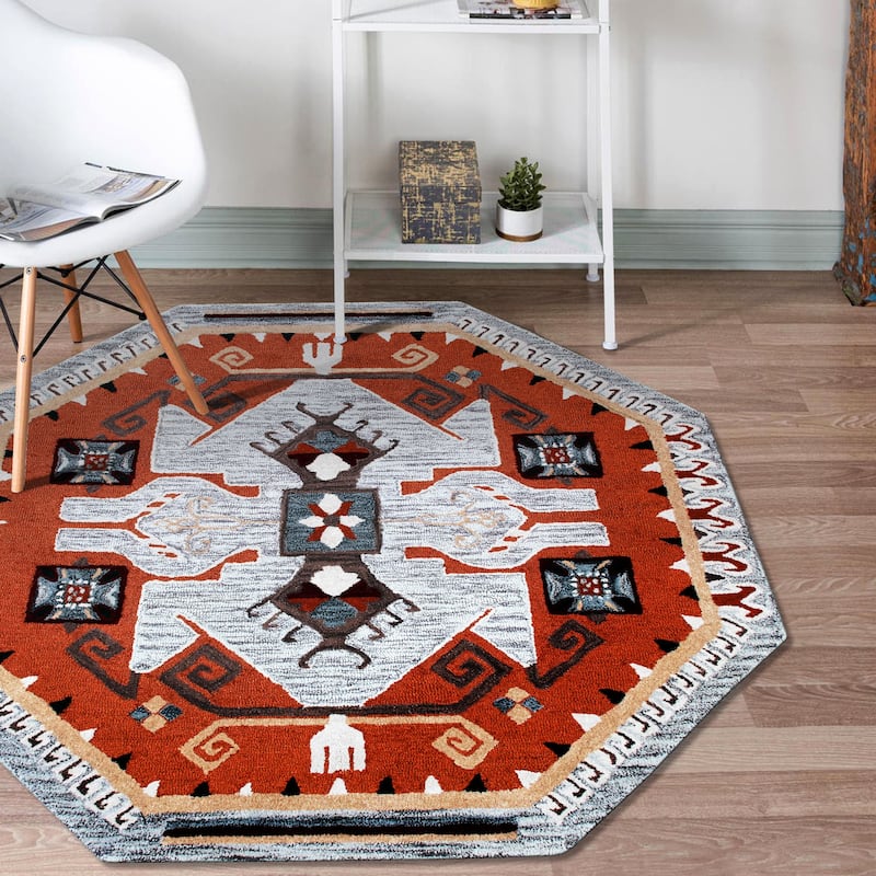 Suino Geometric Medallion Hand-Tufted Indoor Round Area Rug by Sevita