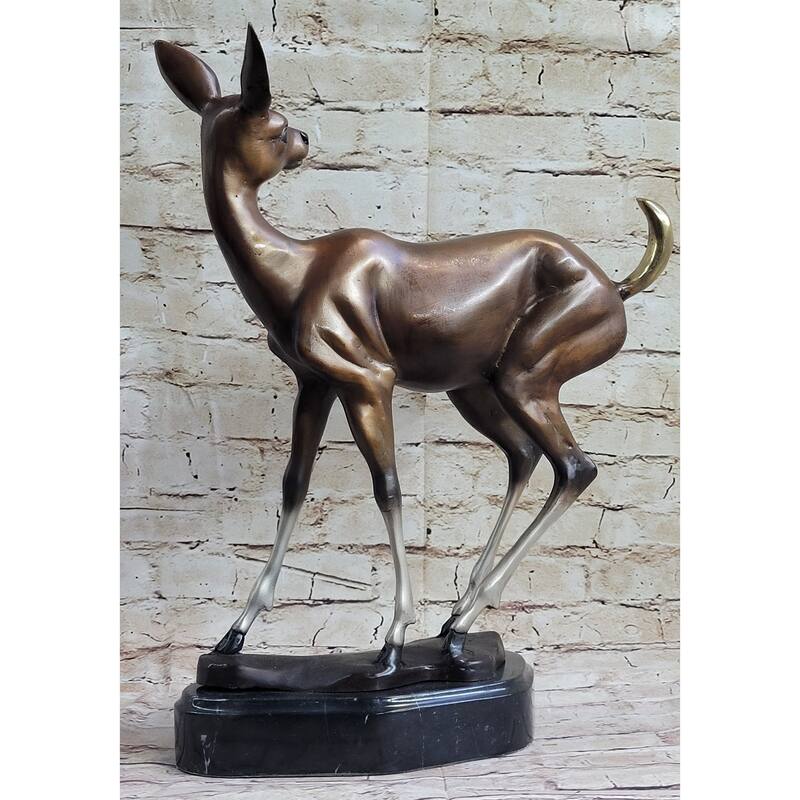 Deer Doe Bronze Sculpture Statue Limited Edition Numbered Signed Art Decor